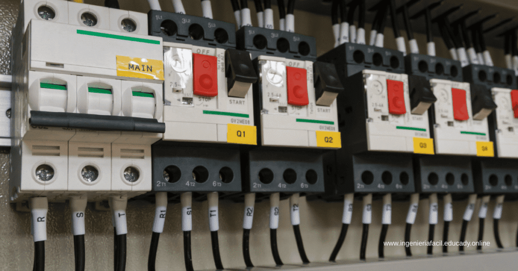 Guardamotores instalados en un tablero de control.