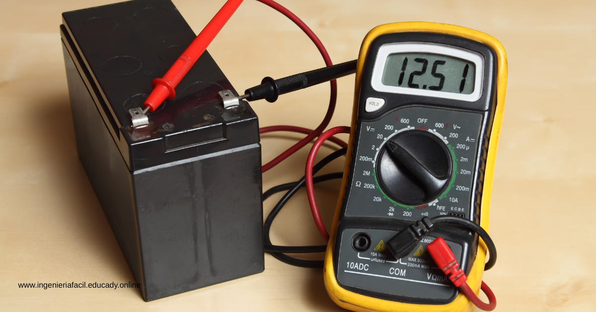 Medicion del voltaje de una bateria con un multimetro
