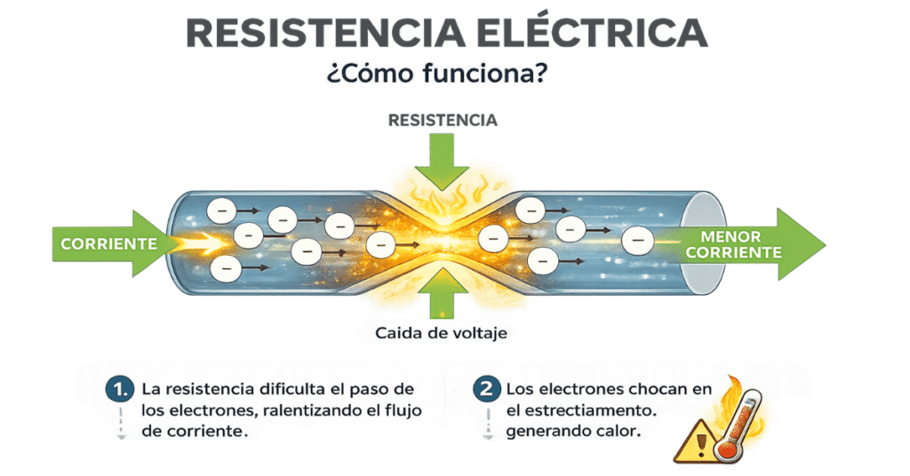 Funcionamiento de una resistencia eléctrica vs la corriente