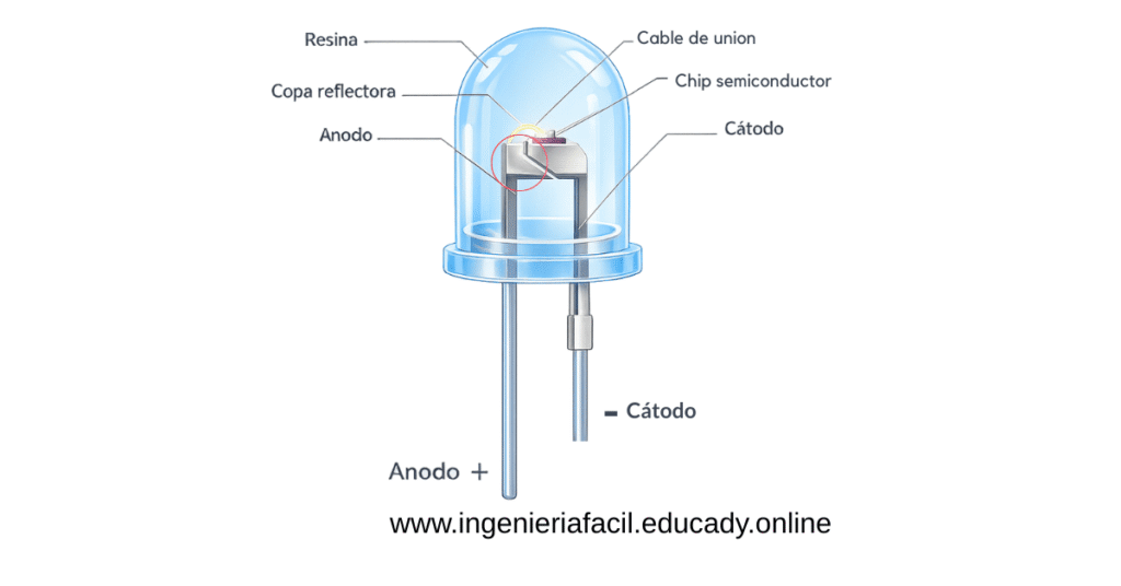 identificación de las partes de un diodo LED