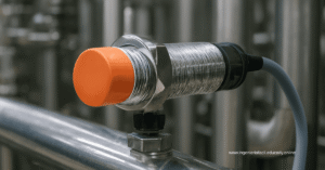 Sensor capacitivo montado en una línea de producción