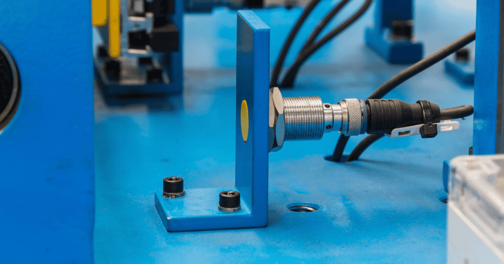 Sensor Inductivo instalado en una maquina