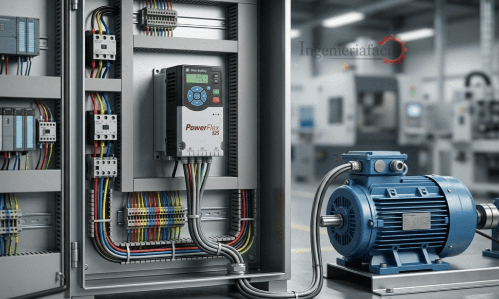 Powerflex conectado a motor en tablero electrico